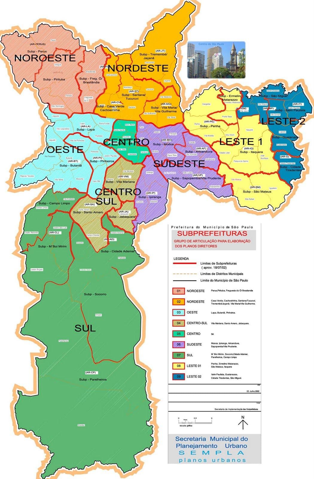 Map of zonas São Paulo