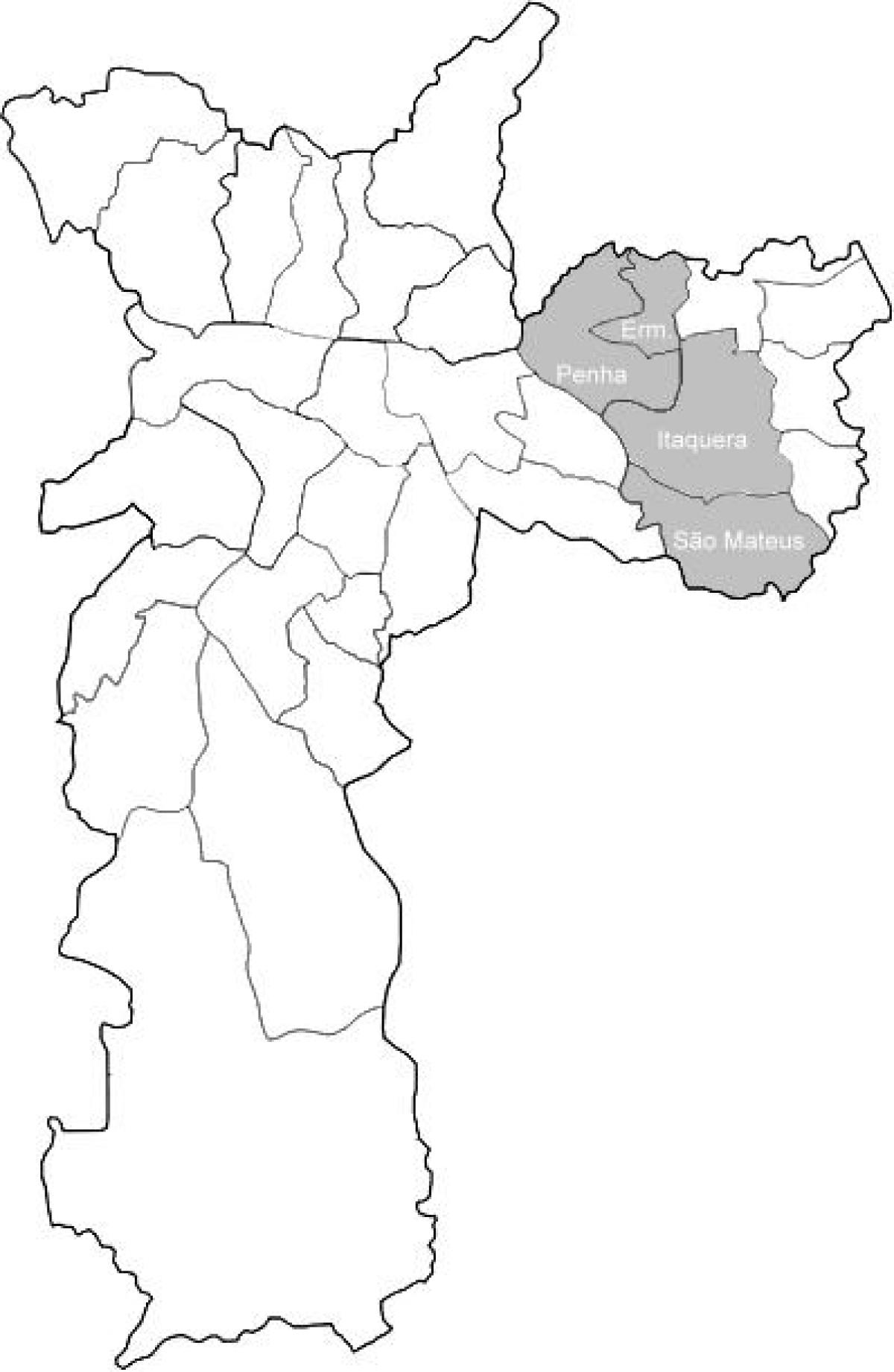 Map of zone Leste 1 São Paulo