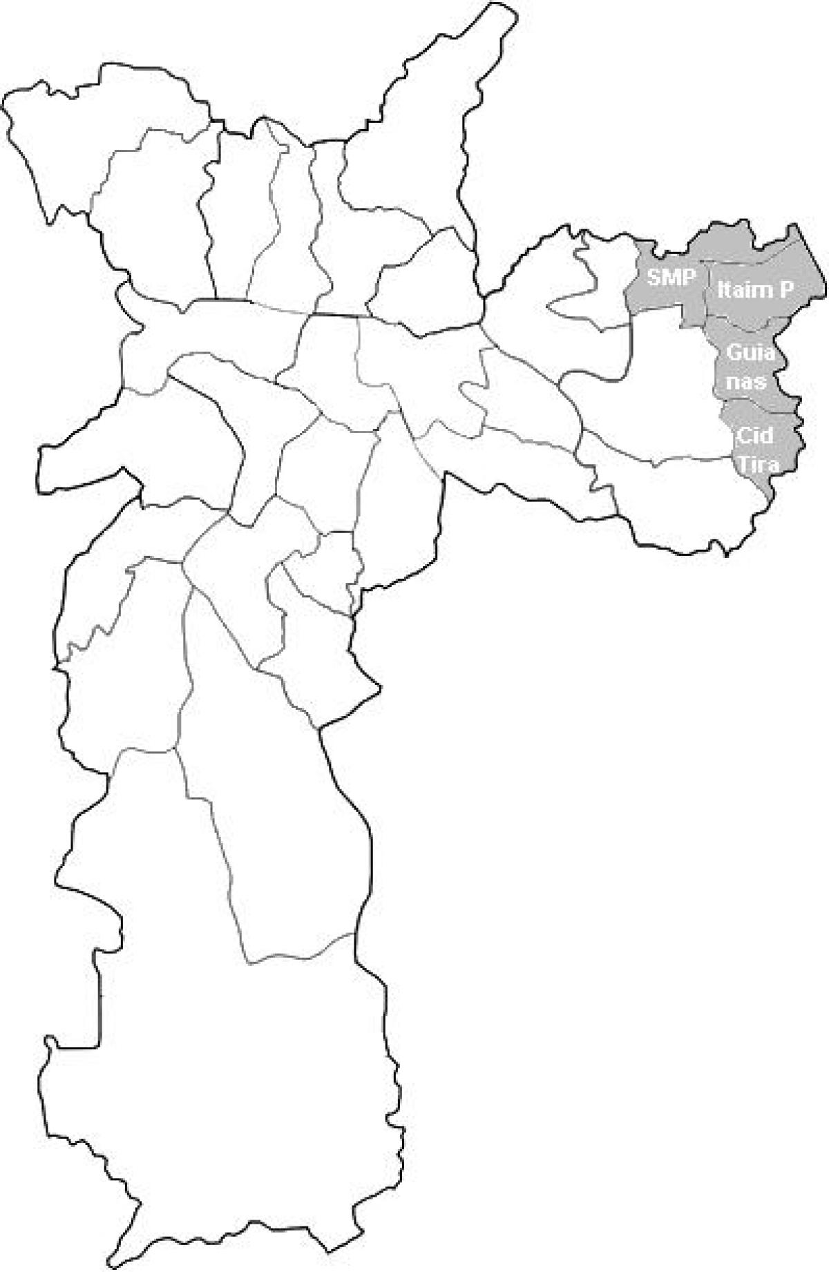 Map of zone Leste 2 São Paulo