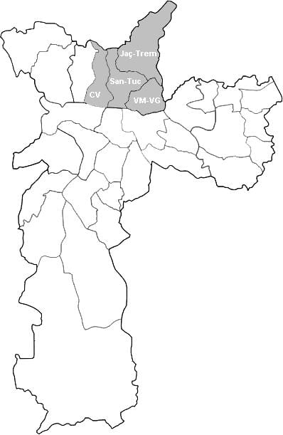 Map of zone Nordeste São Paulo