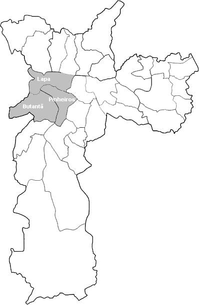 Map of zone Oeste São Paulo