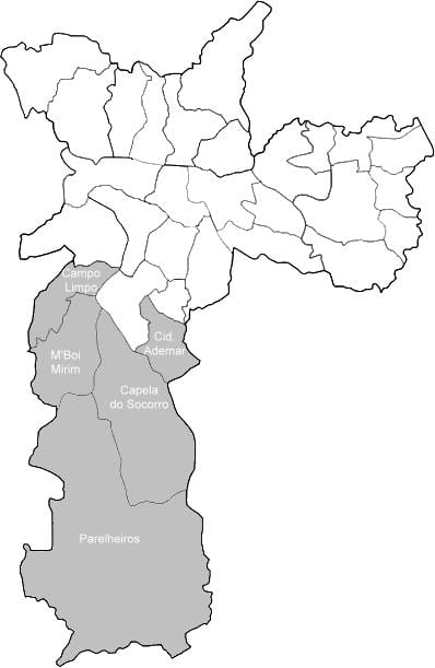 Map of zone Sul São Paulo