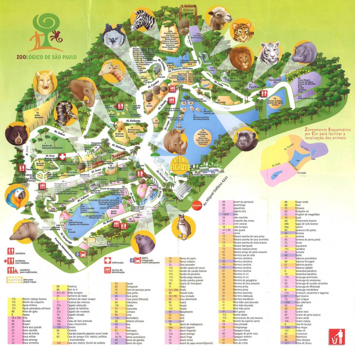 Map of zoological park of São Paulo