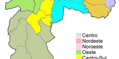 Map of administrative regions in São Paulo