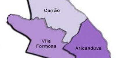 Map of Aricanduva-Vila Formosa sub-prefecture