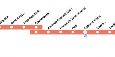 Map of CPTM São Paulo - Line 11 - Coral