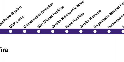 Map of CPTM São Paulo - Line 12 - Sapphire