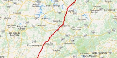 Map of Fernão Dias highway - BR 381