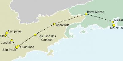 Map of high-speed train São Paulo