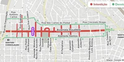 Map of Paulista avenue São Paulo