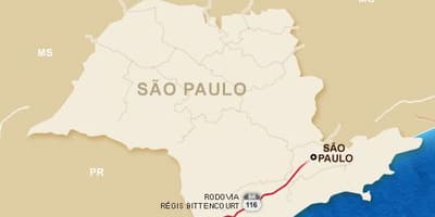 Map of Régis Bittencourt highway - BR 116
