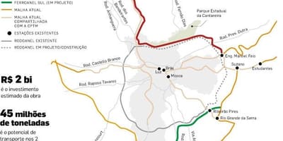 Map of São Paulo Ferroanel