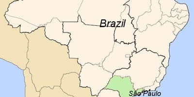 Map of São Paulo on Brazil
