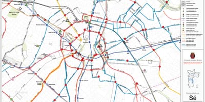 Map of Sé São Paulo - Public transports