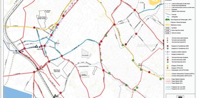 Map of Santo Amaro São Paulo - Public transports