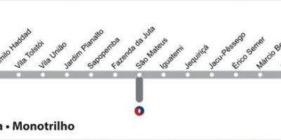 Map of São Paulo monorail - Line 15 - Silver
