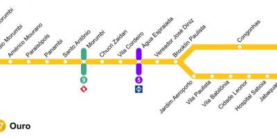 Map of São Paulo monorail - Line 17 - Gold